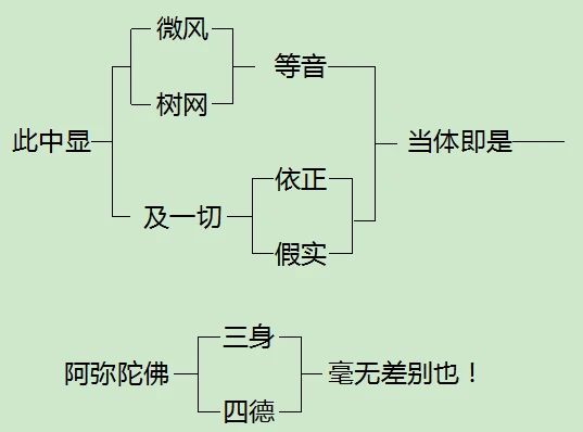 極樂的五塵境界，就是彌陀的三身四德